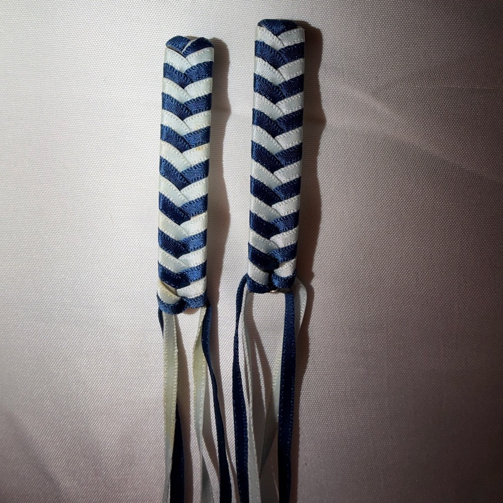 Blue and White Braided Hair Ties